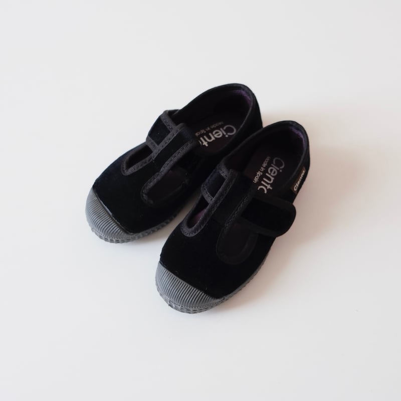 即納/ご予約>Cienta VELOUR T STRAP SHOES black / ve