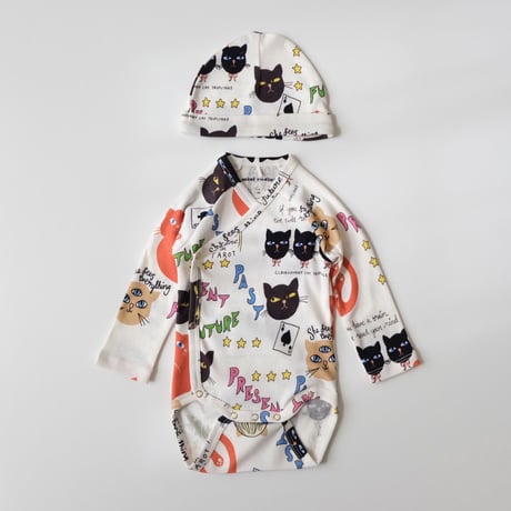 70%OFF 40 (1-2M) ラスト1点 mini rodini Clairvoyant cats aop baby beanie