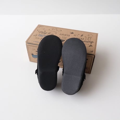 25(15cm)ラスト1点 Cienta VELOUR VELCRO ONE STRAP SHOES black / velour 400