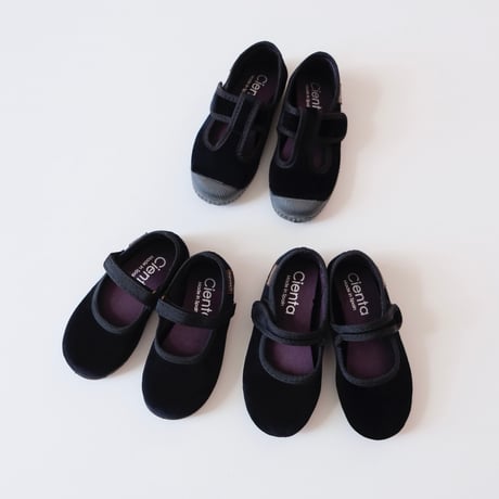 Cienta VELOUR T STRAP SHOES  black / velour 977(21(12.5cm)～34(21cm))