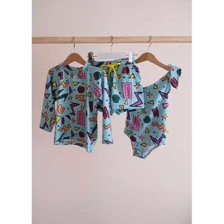 70%OFF M´A Kids ONE-SHOULDER SWIMSUIT TURQUOISE W/ ALL OVER(2Y,3Y,4Y,6Y)