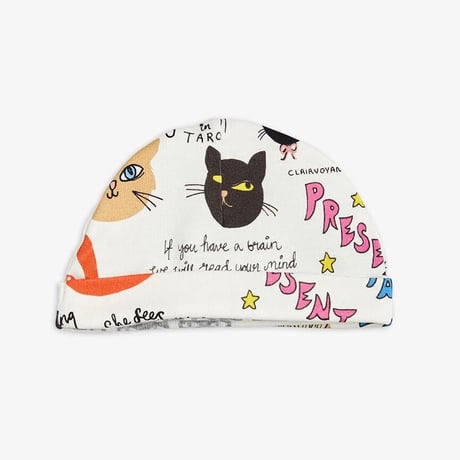 70%OFF 40 (1-2M) ラスト1点 mini rodini Clairvoyant cats aop baby beanie