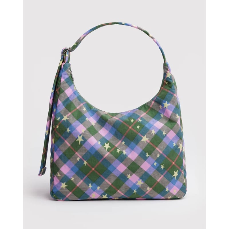 BAGGU Nylon Shoulder Bag Green Star Plaid | UNO