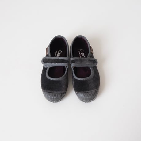 Cienta VELOUR VELCRO ONE STRAP SHOES grey / velour 956(21(12.5cm)～34(21cm))
