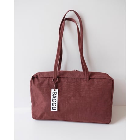 BAGGU Medium Nylon Bowler Bag Mahogany