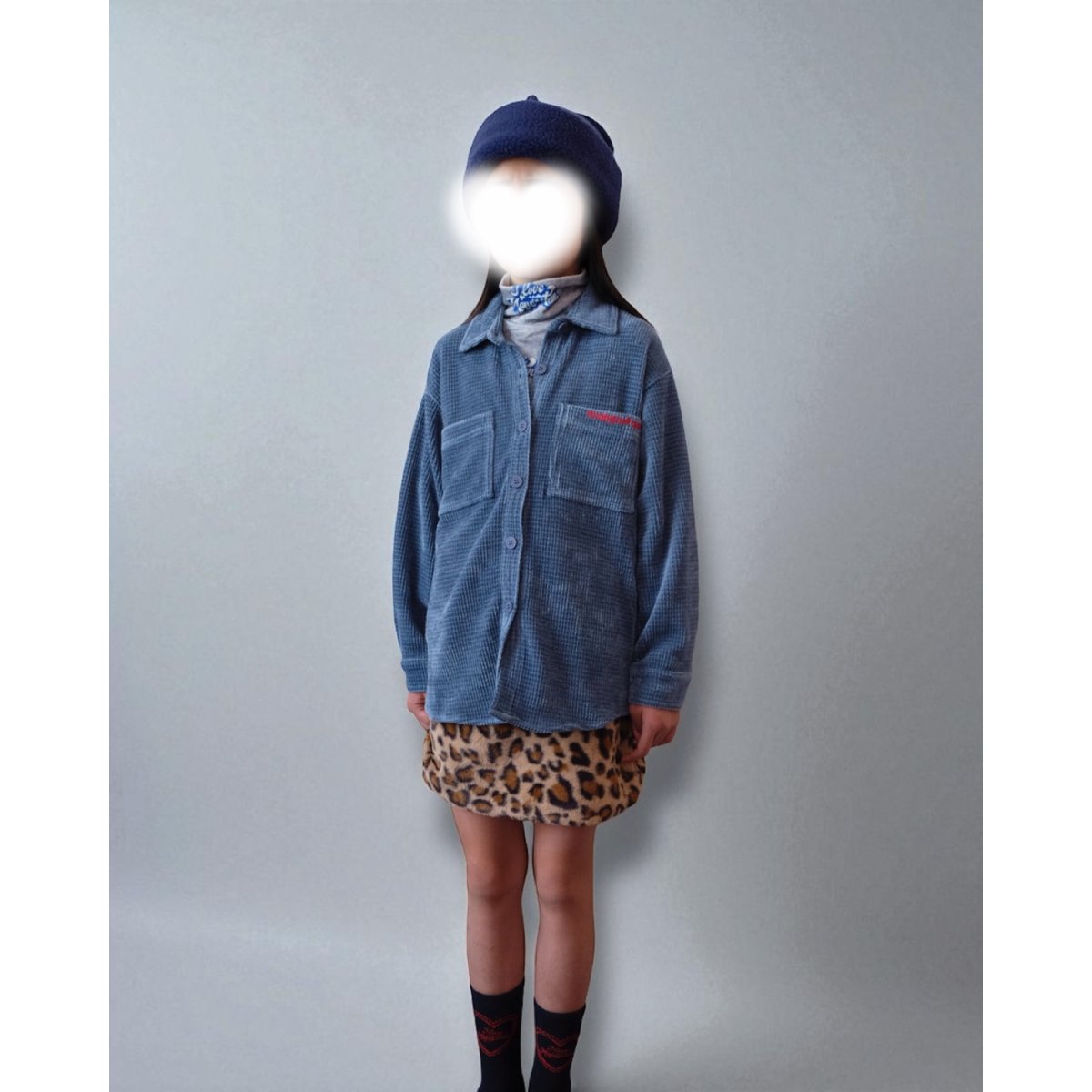 MAISON MANGOSTAN CHENILLE SHIRT BLUE(6Y,8Y,10Y)