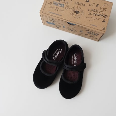 Cienta VELOUR VELCRO ONE STRAP BALLET SHOES black / velour 500(31(19cm))