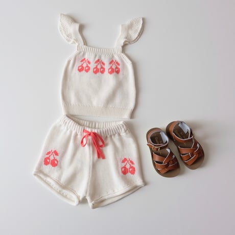 70%OFF Tocoto Vintage CHERRIES JACQUARD KNIT SHORTS OFF WHITE(9M,12M,18M,2Y)