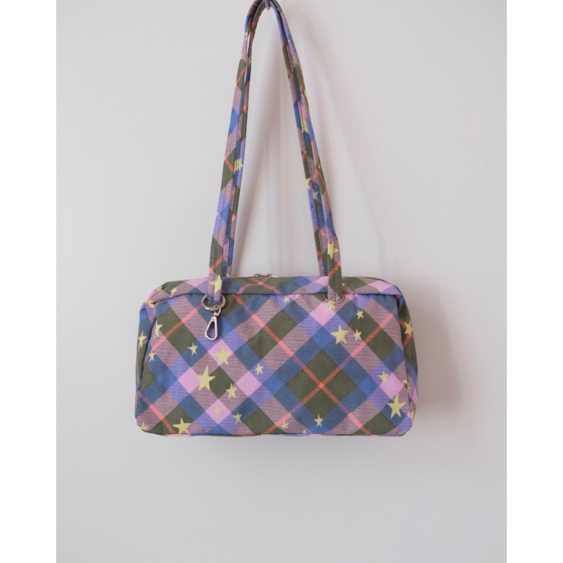 BAGGU Nylon Bowler Bag Green Star Plaid | UNO b