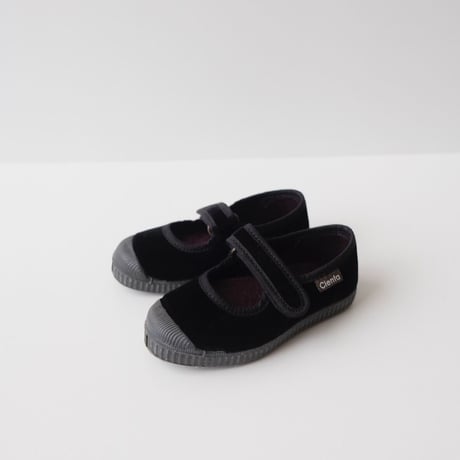 Cienta VELOUR VELCRO ONE STRAP SHOES black / velour 956(31(19cm)～34(21cm))