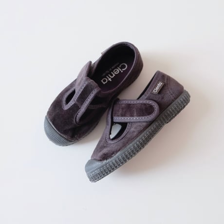 Cienta VELOUR T STRAP SHOES grey / velour 977(21(12.5cm)24(14.5cm)34(21cm))