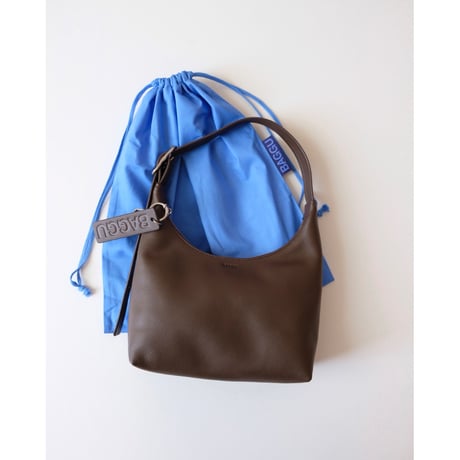 BAGGU Mini Recycled Leather Shoulder Bag Brown