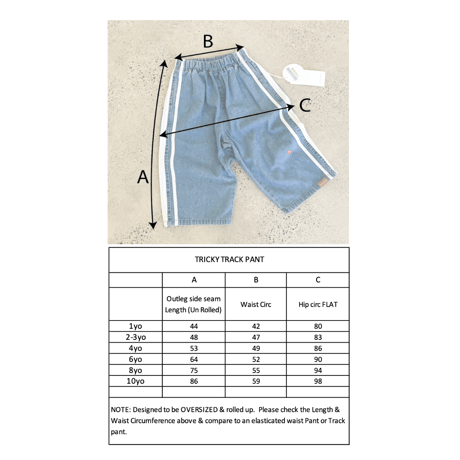 Twin Collective TRICKY TRACK PANT-SIDE STRIPE BLUE(6,8,10)