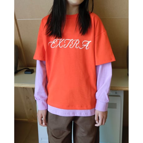EXTRA-EXTRA EXTRA DOUBLE TEE - POPPY/LILAC(2-3Y,6-7Y)