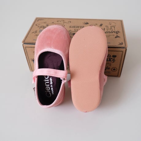 Cienta VELOUR VELCRO ONE STRAP SHOES rosa / velour 400(20(12cm)21(12.5cm))