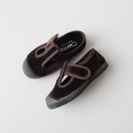 Cienta VELOUR T STRAP SHOES brown / velour 977(21(12.5cm)22(13cm)32(20cm)33(20.5cm)34(21cm))