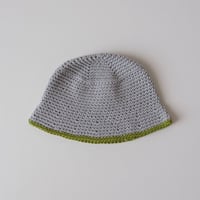 30%OFF ラスト1点 THE CREEM trim cotton knit hat ice gray×spring green(Kids S)