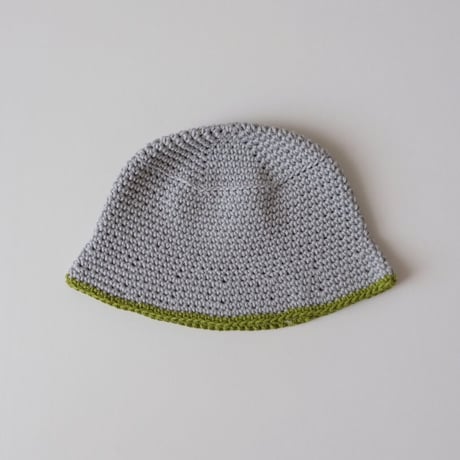 30%OFF ラスト1点 THE CREEM trim cotton knit hat ice gray×spring green(Kids S)