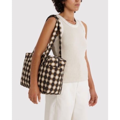 BAGGU Everyday Cloud Bag Blurred Gingham Brown
