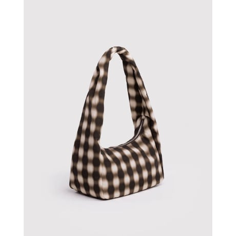 BAGGU Small Nylon Meringue Bag - Blurred Gingham Brown