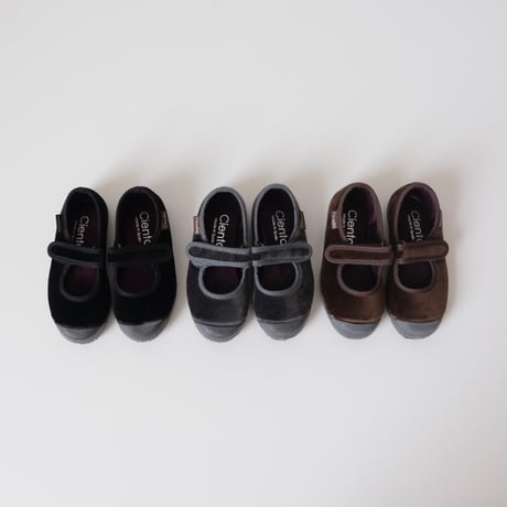 Cienta VELOUR VELCRO ONE STRAP SHOES black / velour 956(31(19cm)～34(21cm))