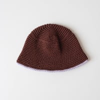 30%OFF THE CREEM trim cotton knit hat chocolate brown×lavender(Kids S,Kids M)