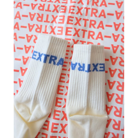 50%OFF Kids S(1-3Y)ラスト1点 EXTRA-EXTRA Logo Socks Cream