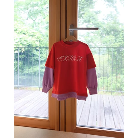 EXTRA-EXTRA EXTRA DOUBLE TEE - POPPY/LILAC(2-3Y,6-7Y)