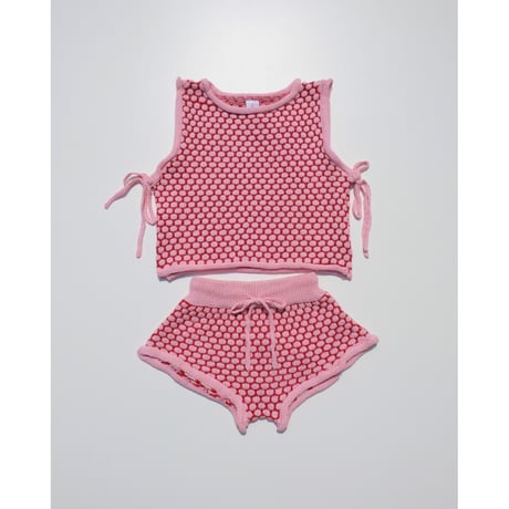 70%OFF Banks Basics INKA TIE VEST+BAMBA KNIT SHORT PINK + RED(S,M,L,XL)