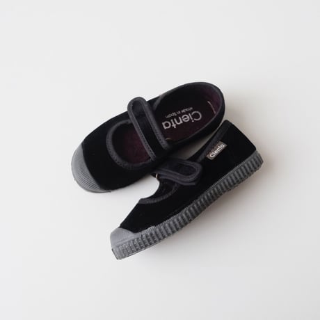 Cienta VELOUR VELCRO ONE STRAP SHOES black / velour 956(31(19cm)～34(21cm))