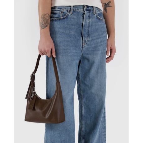 ラスト1点 BAGGU Mini Recycled Leather Shoulder Bag Brown