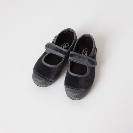 Cienta VELOUR VELCRO ONE STRAP SHOES grey / velour 956(21(12.5cm)～34(21cm))