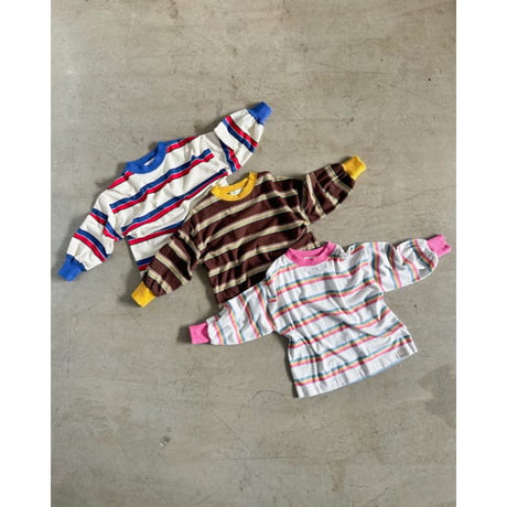 6yラスト1点 Twin Collective Brunswick Long Sleeve Ringer Tee -Pink Stripe