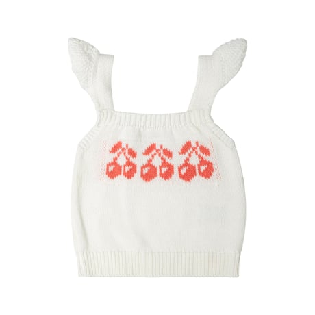 70%OFF Tocoto Vintage CHERRIES JACQUARD KNIT TOP OFF WHITE(9M,18M,2Y)