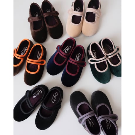 9月末再入荷予定Cienta VELOUR VELCRO ONE STRAP BALLET SHOES brown / velour 500(23(14cm)～34(21cm))