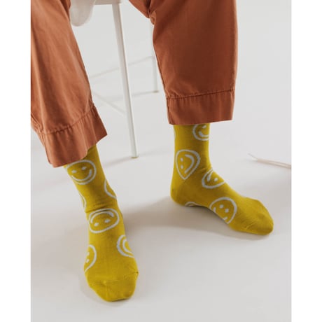 30%OFF BAGGU Crew Sock Ochre Happy