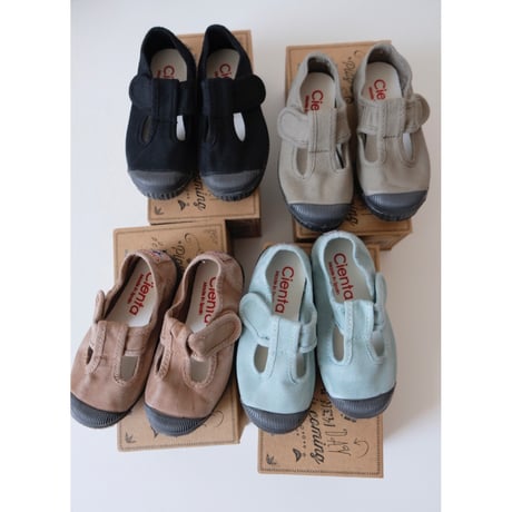 Cienta T STRAP SHOES gris/ムラ染め N77777(22(13cm)23(14cm)31(19cm))