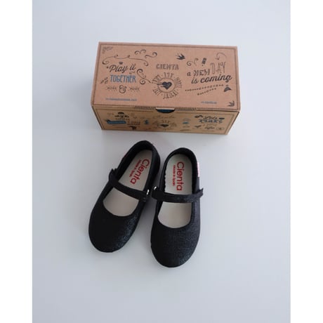 25(15cm)ラスト1点 Cienta ONE STRAP BALLET SHOES black 96013