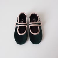 Cienta VELOUR VELCRO ONE STRAP BALLET SHOES verde / velour 500T