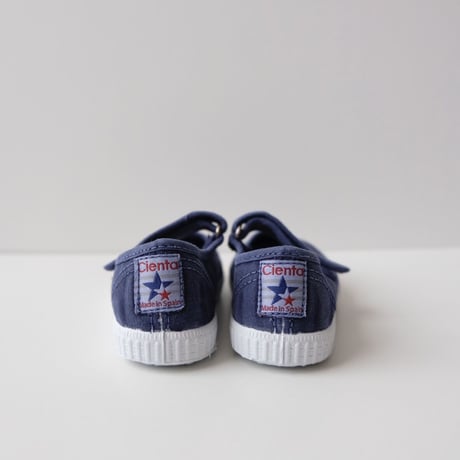 Cienta VELCRO ONE STRAP SHOES azul ocuro/ムラ染め(21(12.5cm)34(21cm))