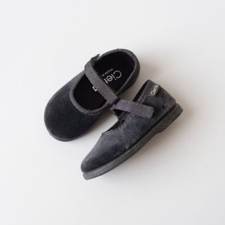 Cienta VELOUR VELCRO ONE STRAP SHOES grey / velour 400(21(12.5cm)24(14.5cm))