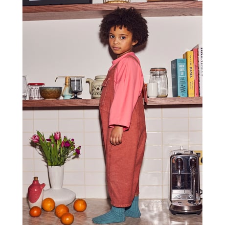 50%OFF KOTER KAI OVERSIZED BLUE DENIM DUNGAREES Fusion Coral(3-4y,4-5y)
