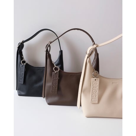BAGGU Mini Recycled Leather Shoulder Bag Stone
