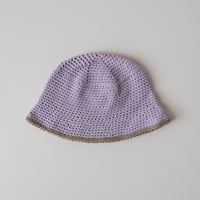 30%OFF ラスト1点 THE CREEM trim cotton knit hat lavender×mocha(Kids M)