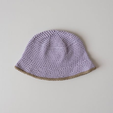 30%OFF ラスト1点 THE CREEM trim cotton knit hat lavender×mocha(Kids M)