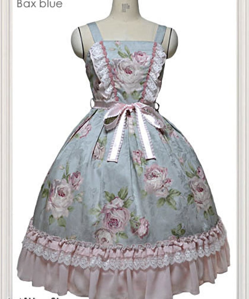 ミルフルール/ピンクにバラ柄のジャンパースカート ミルフルールのピンクに薔薇柄のジャンパースカート ミル