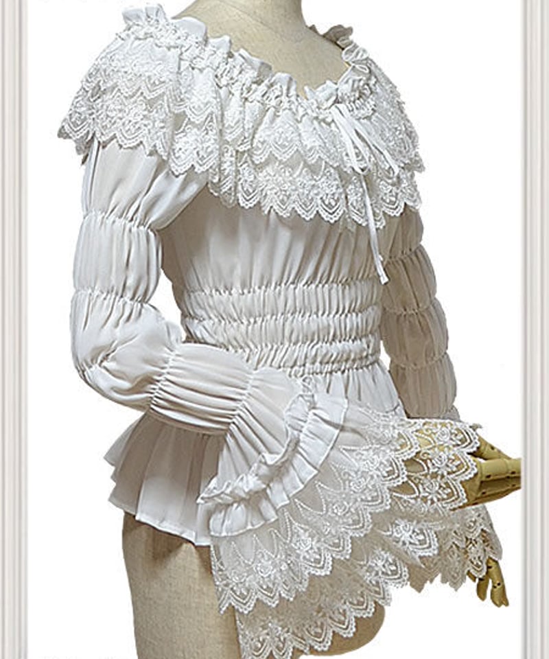 Millefleurs ジョーゼットとレースのブラウスアイボリー2014 ジョーゼットとレースのブラウス」 | Millefleurs (ミルフルール）