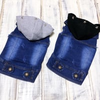 〈original〉スタースタッズ★フード付き　デニムベスト〈gray〉XS  / S / M / L / XL