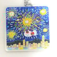 アクリルチェーン　ネコ花火とアカブチ