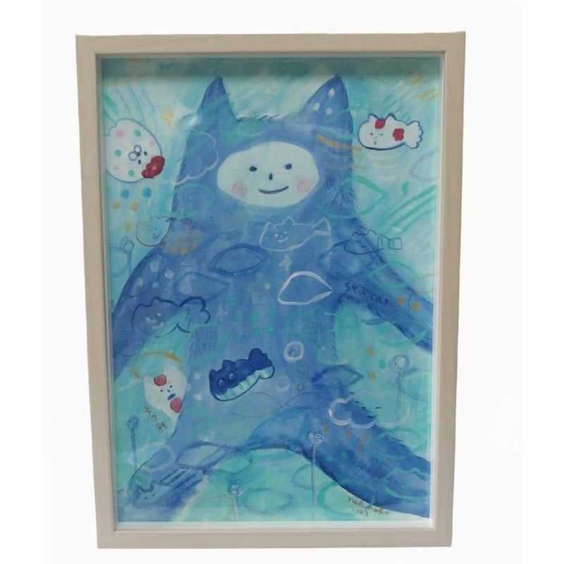 【メインクーン】猫　原画　アクリル画　A4サイズ額装付き　BAEZ3 メインクーン】猫 原画 アクリル画 A4サイズ額装付き BAEZ3